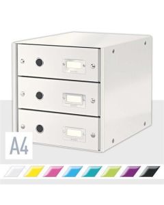 Zásuvkový box "Click&Store", bílá, 3 zásuvky, LEITZ