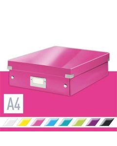 Organizační krabice "Click&Store", růžová, velikost M, lesklá, laminovaný karton, LEITZ