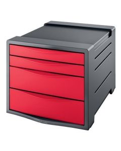 Zásuvkový box "Europost", 4 zásuvky, Vivida červená, plast, ESSELTE