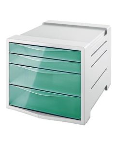 Zásuvkový box "Colour` Ice", transparentní zelená, 4 zásuvky, plast, ESSELTE