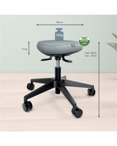 Balanční stolička k sezení "Ergo", světle šedá, na kolečkách, ergonomická, LEITZ 65770095