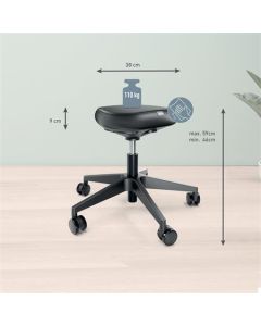 Stolička k sezení "Ergo", černá, na kolečkách, ergonomická, potah z umělé kůže, LEITZ 65780095