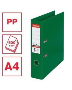 Pákový pořadač "Standard", ochranné spodní kování, zelená, 75 mm, A4, PP, ESSELTE