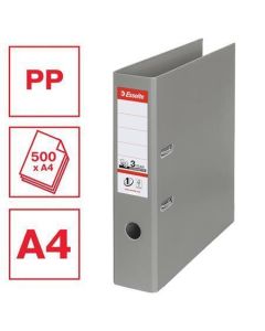 Pákový pořadač "Standard", ochranné spodní kování, šedá, 75 mm, A4, PP, ESSELTE