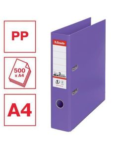 Pákový pořadač "Standard", ochranné spodní kování, fialová, 75 mm, A4, PP, ESSELTE