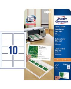 Avery Zweckform vizitky, matné, bílé, A4, 200 g/m2, 85x54mm, 25 listů, pro laserové a inkoustové tiskárny, O