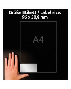 Avery Zweckform etikety 96mm x 50.8mm, A4, stříbrné, 10 etiket, velmi odolné, baleno po 20 ks, L6012-20, pro laserové tiskárny