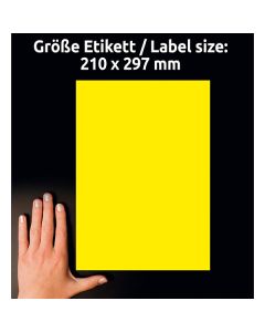 Avery Zweckform etikety 210mm x 297mm, A4, žluté, 1 etiketa, velmi odolné, baleno po 20 ks, L6111-20, pro laserové tiskárny
