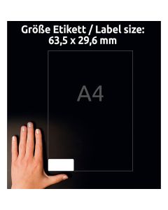 Avery Zweckform etikety 63.5mm x 29.6mm, A4, bílé, 27 etiket, bezpečnostní, odolné vůči manipulaci, baleno po 20 ks, L6114-20, pro