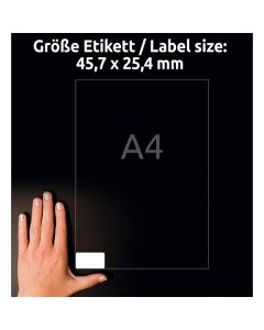 Avery Zweckform etikety 45.7mm x 25.4mm, A4, bílé, 40 etiket, trojnásobně silnější lepivost, baleno po 20 ks, L6140-20, pro lasero