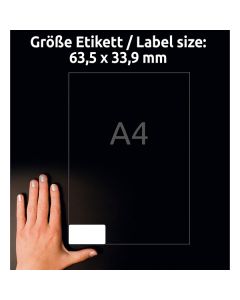 Avery Zweckform etikety 63.5mm x 33.9mm, A4, bílé, 24 etiket, permanentní, odolné vůči manipulaci, baleno po 20 ks, L6146-20, pro