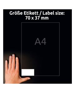 Avery Zweckform etikety 70mm x 37mm, A4, matné, bílé, 24 etiket, velmi odolné, baleno po 20 ks, L4718-20, pro laserové tiskárny a