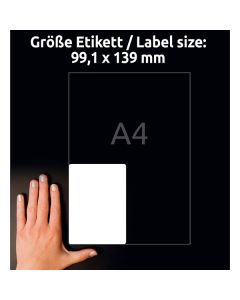 Avery Zweckform etikety 99.1mm x 139mm, A4, matné, bílé, 4 etikety, velmi odolné, baleno po 20 ks, L4774-20, pro laserové tiskárny