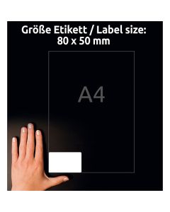 Avery Zweckform jmenovky 80mm x 50mm, A4, bílé, 10 etiket, samolepicí, baleno po 20 ks, L4785-20, pro laserové tiskárny