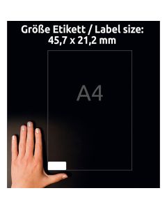 Avery Zweckform etikety 45.7mm x 21.2mm, A4, matné, bílé, 960 etiket, s ochranou proti manipulaci, baleno po 20 ks, L6113-20, pro