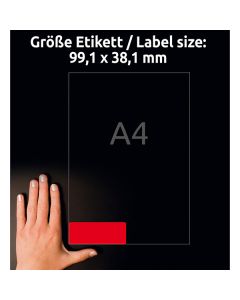 Avery Zweckform etikety 99.1mm x 38.1mm, A4, neon červené, 14 etiket, baleno po 25 ks, L7263R-25, pro laserové tiskárny a kopírky