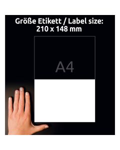 Avery Zweckform etikety 210mm x 148mm, A4, bílé, 2 etikety, velmi odolné, baleno po 10 ks, L7916-10, pro laserové tiskárny a kopír