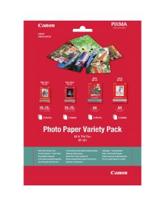 Canon Photo Paper Variety Pack VP-101, VP-101, foto papír, 5x PP201, 5x SG201 (10x15cm), 5x MP101, 5x GP501 ( typ lesklý, 0775B079