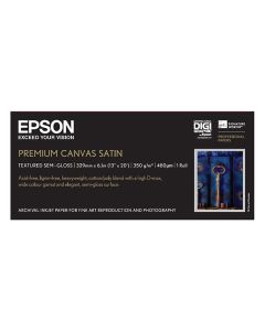 Epson 330/6.1/PremierArtt WaterResistant Canvas Satin Roll, saténový, 13", C13S041845, 350 g/m2, papír, 330mmx 6.1m, bílý, pro ink