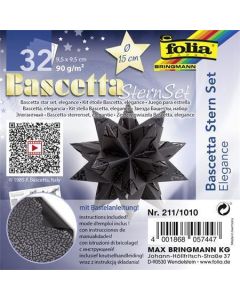 Origami papír na Bascetta hvězdu "Elegance", černá, 9,5 x 9,5 cm, FOLIA 211/1010