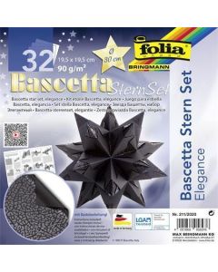 Origami papír na Bascetta hvězdu "Elegance", černá, 19,5 x 19,5 cm, FOLIA 211/2020