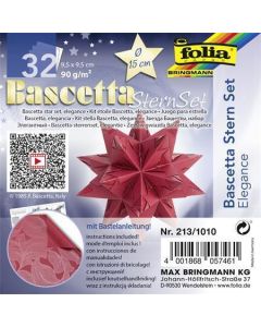 Origami papír na Bascetta hvězdu "Elegance", červená, 9,5 x 9,5 cm, FOLIA 213/1010