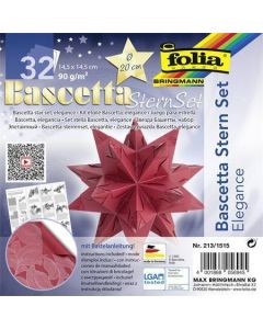 Origami papír na Bascetta hvězdu "Elegance", červená, 14,5 x 14,5 cm, FOLIA 213/1515