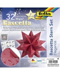 Origami papír na Bascetta hvězdu "Elegance", červená, 19,5 x 19,5 cm, FOLIA 213/2020