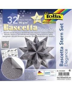 Origami papír na Bascetta hvězdu "Elegance", antracitová, 19,5 x 19,5 cm, FOLIA 215/2020