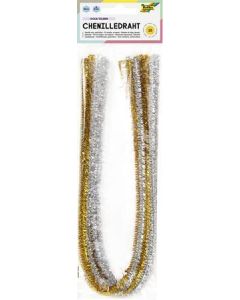 Chlupaté drátky, zlatá/stříbrná, 50 cm, 10 ks, FOLIA 77860/65