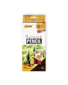 Barevné pastelky, šestihranné, 12 ks různých barev, s ořezávátkem, COLOKIT