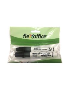 Popisovač na bílou tabuli "WB02", černá, 2,5mm, kuželový hrot, 2 ks, blistr, FLEXOFFICE