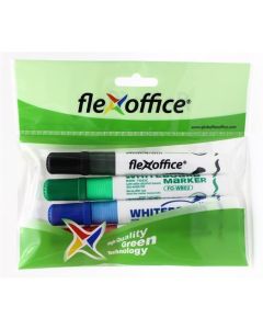 Popisovač na bílou tabuli "WB02", 4 barvy, 2,5mm, kuželový hrot, FLEXOFFICE