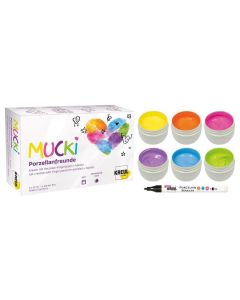 Prstové barvy na porcelán "MUCKI", sada, 6 x 50 ml, fix, KREUL