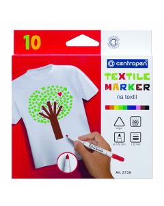 Centropen, sada popisovačů na textil 2739, color, 10ks, 1.8mm, světlostálý