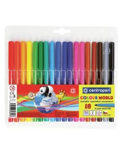 Centropen, sada popisovačů 7550, color, 18ks, 1mm, válcový hrot odolný proti zatlačení