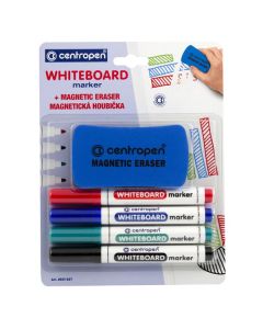 Centropen, sada whiteboard marker 8559, color, 4ks, 2.5mm, alkoholová báze. součásti baleni je magnetická hou