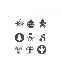 Razítko na textil "Nio Christmas", bílá, černý tisk, 10 motivů, RC01510001