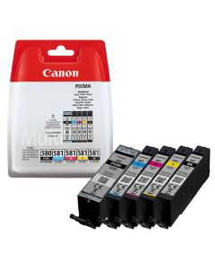 Canon originální ink PGI-580 PGBK/CLI-581 CMYK, 2078C008, CMYK, blistr s ochranou, 1*11.2 + 4*5.6ml, 5-pack