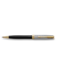 Kuličkové pero "Royal Sonnet Premium", černá, 1 mm, kovové černé tělo, zlatý klip, PARKER 7010599002
