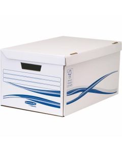 Archivační kontejner s výklopným víkem "Bankers Box Basic", modro-bílá, karton, velký, FELLOWES