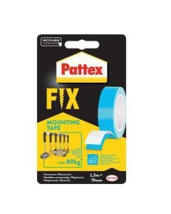 Samolepicí páska "Pattex Fix 80 kg", modrá, oboustranná, 19 mm x 1,5 m, HENKEL