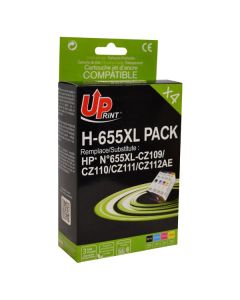 UPrint kompatibilní ink s CZ109AE, CZ110AE, CZ111AE, CZ112AE, HP 655, H-655XL PACK, black, 550+3x750str., 20+3x12ml
