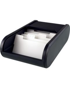 Stolní vizitkář, černá, zavírání typu roleta, s rozřaďovačem, 300 vizitek, HELIT H6218095
