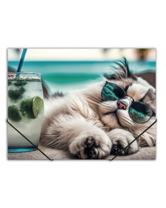 Desky s gumičkou "Chillout cat", A4, 15 mm, PP, PANTA PLAST