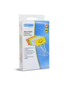 Klipy na dokumenty "Smiles", mix barev, smajlíci, 19 mm, RAPESCO