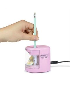 Stolní ořezávátko "PS12-USB", růžová, 2 otvory, baterie/ USB, RAPESCO