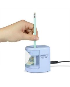 Stolní ořezávátko "PS12-USB", modrá, 2 otvory, baterie/ USB, RAPESCO