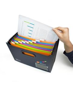 Harmonikový organizér "SupaFile", černá, A4, PP, 13 přihrádek, RAPESCO