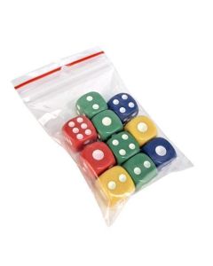 Kostky, mix barev, plast, 10 ks